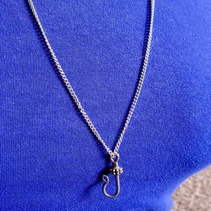 26" Silver Tone Hook Pendant Necklace Simple Style